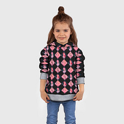 Толстовка-худи детская Клеточка black pink, цвет: 3D-меланж — фото 2