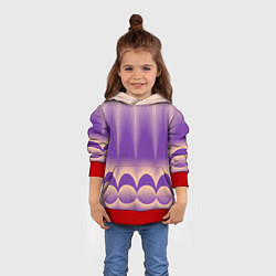 Толстовка-худи детская Фиолетовый градиент в полоску, цвет: 3D-красный — фото 2