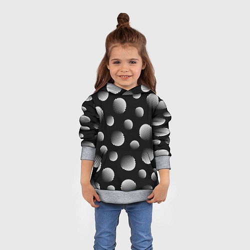 Детская толстовка Шары в полоску на черном фоне / 3D-Меланж – фото 4