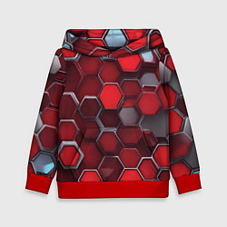 Толстовка-худи детская Cyber hexagon red, цвет: 3D-красный