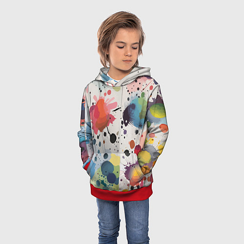 Детская толстовка Colorful blots - vogue - abstraction / 3D-Красный – фото 3