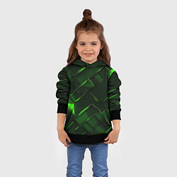 Толстовка-худи детская Зеленые элементы абстракция, цвет: 3D-черный — фото 2