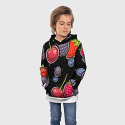 Толстовка-худи детская Плоды и ягоды, цвет: 3D-белый — фото 2