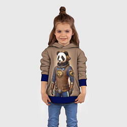 Толстовка-худи детская Крутой панда в стиле стимпанк - нейросеть, цвет: 3D-синий — фото 2