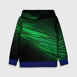 Толстовка-худи детская Green neon lines, цвет: 3D-синий