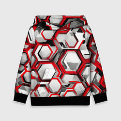 Толстовка-худи детская Кибер Hexagon Красный, цвет: 3D-черный