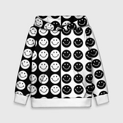 Толстовка-худи детская Smiley black and white, цвет: 3D-белый