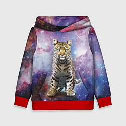 Толстовка-худи детская Space leopard, цвет: 3D-красный