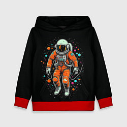 Толстовка-худи детская Космонавт в оранжевом скафандре, цвет: 3D-красный