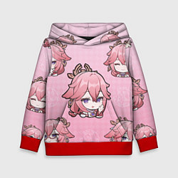 Толстовка-худи детская Chibi Yae Miko Genshin Impact, цвет: 3D-красный