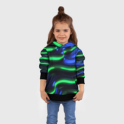 Толстовка-худи детская Green blue lines, цвет: 3D-черный — фото 2