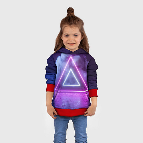 Детская толстовка Неоновый треугольник в неоновом дыму / 3D-Красный – фото 4