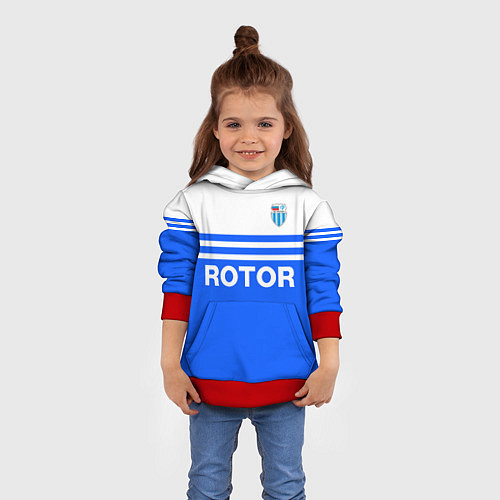 Детская толстовка ФК Ротор - синии линии / 3D-Красный – фото 4
