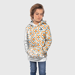 Толстовка-худи детская Плитки Пенроуза в оранжево серой палитре, цвет: 3D-белый — фото 2