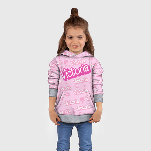 Детская толстовка Виктория - паттерн Барби розовый / 3D-Меланж – фото 4