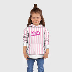 Толстовка-худи детская Имя Мария в стиле Барби: розовая полоска, цвет: 3D-белый — фото 2