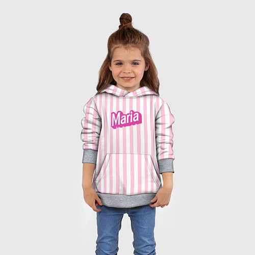 Детская толстовка Имя Мария в стиле Барби: розовая полоска / 3D-Меланж – фото 4