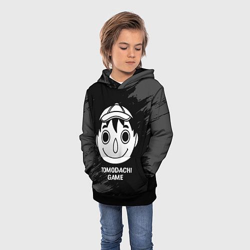 Детская толстовка Tomodachi Game glitch на темном фоне / 3D-Черный – фото 3