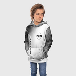 Толстовка-худи детская Mass Effect glitch на светлом фоне: надпись, симво, цвет: 3D-белый — фото 2