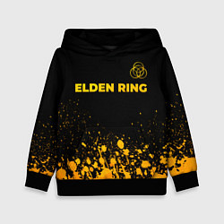 Толстовка-худи детская Elden Ring - gold gradient: символ сверху, цвет: 3D-черный