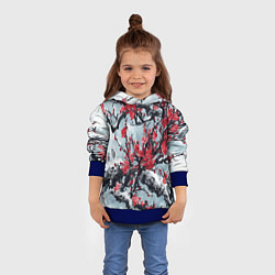 Толстовка-худи детская Лепестки цветущей вишни - сакура, цвет: 3D-синий — фото 2