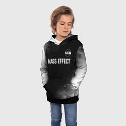 Толстовка-худи детская Mass Effect glitch на темном фоне: символ сверху, цвет: 3D-черный — фото 2