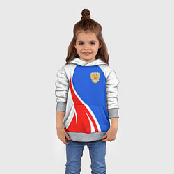 Толстовка-худи детская Герб РФ - white sport, цвет: 3D-меланж — фото 2