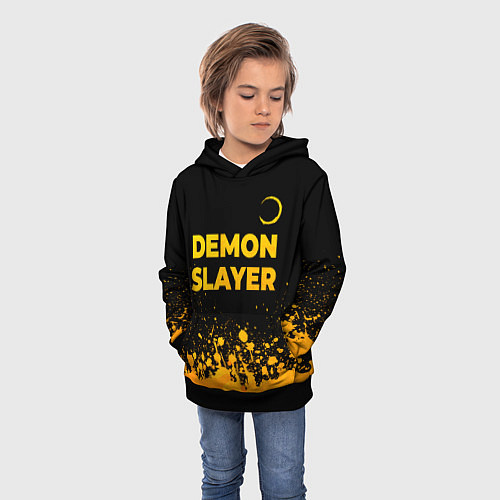 Детская толстовка Demon Slayer - gold gradient: символ сверху / 3D-Черный – фото 3