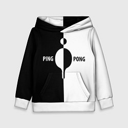 Толстовка-худи детская Ping-Pong черно-белое, цвет: 3D-белый