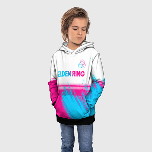 Детская толстовка Elden Ring neon gradient style: символ сверху / 3D-Черный – фото 3