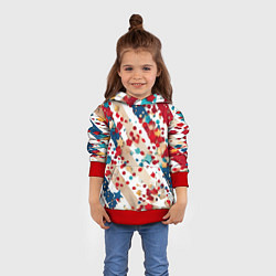 Толстовка-худи детская Новогодние линии красный синий, цвет: 3D-красный — фото 2