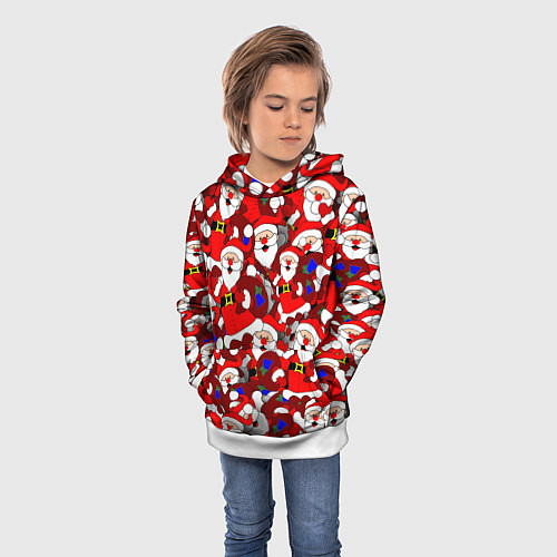 Детская толстовка Новогодний паттерн с дедами морозами / 3D-Белый – фото 3