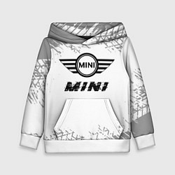 Толстовка-худи детская Mini speed на светлом фоне со следами шин, цвет: 3D-белый