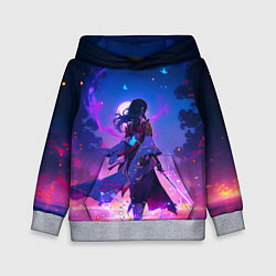 Толстовка-худи детская Шогун Райден - Геншин Импакт, цвет: 3D-меланж