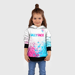 Толстовка-худи детская Sally Face neon gradient style: символ сверху, цвет: 3D-черный — фото 2