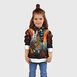 Толстовка-худи детская Зебра в стиле фолк-арт, цвет: 3D-белый — фото 2