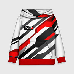 Толстовка-худи детская Mass effect - white uniform n7, цвет: 3D-красный