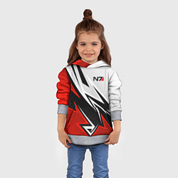 Толстовка-худи детская N7 mass effect - white and red, цвет: 3D-меланж — фото 2