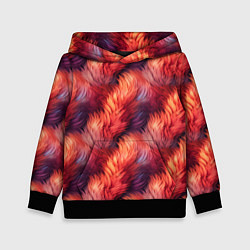 Толстовка-худи детская Красный мех паттерн, цвет: 3D-черный