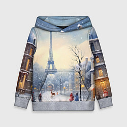 Толстовка-худи детская Новогодний Париж, цвет: 3D-меланж