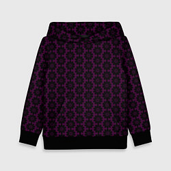 Толстовка-худи детская Чёрно-фиолетовый паттерн стилизованные цветы, цвет: 3D-черный