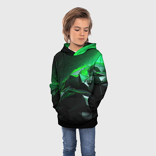 Детская толстовка Green abstract geometry / 3D-Черный – фото 3