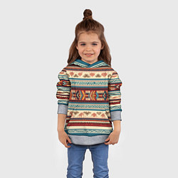 Толстовка-худи детская Этнический паттерн в горизонтальную полоску, цвет: 3D-меланж — фото 2