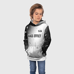 Толстовка-худи детская Mass Effect glitch на светлом фоне посередине, цвет: 3D-белый — фото 2