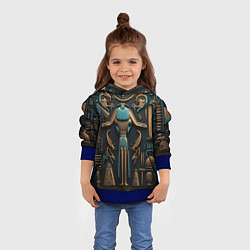 Толстовка-худи детская Орнамент в стиле египетской иероглифики, цвет: 3D-синий — фото 2