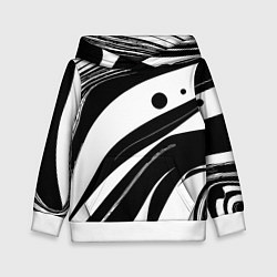 Толстовка-худи детская Abstract black and white composition, цвет: 3D-белый