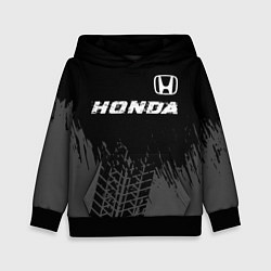 Толстовка-худи детская Honda speed на темном фоне со следами шин посереди, цвет: 3D-черный