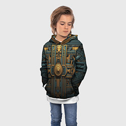 Толстовка-худи детская Симметрический узор в египетском стиле, цвет: 3D-белый — фото 2