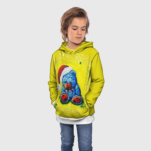 Детская толстовка Плюшевый синий Санта / 3D-Белый – фото 3