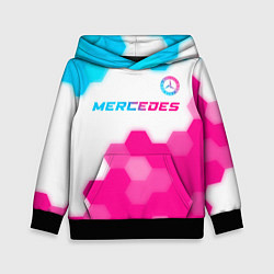 Толстовка-худи детская Mercedes neon gradient style посередине, цвет: 3D-черный